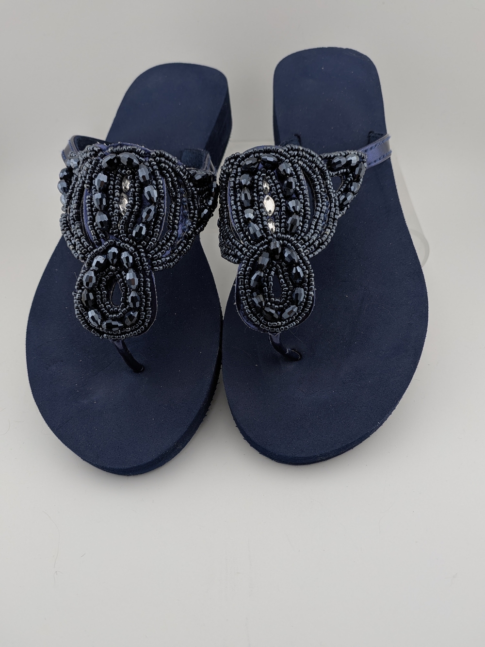 Womens Navy Beaded  Sandals